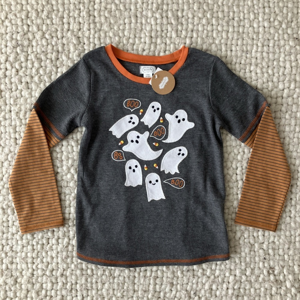 NEW Mud Pie 4T/5T Halloween Ghost Long Sleeve T Shirt BOO Trick or Treat NWT